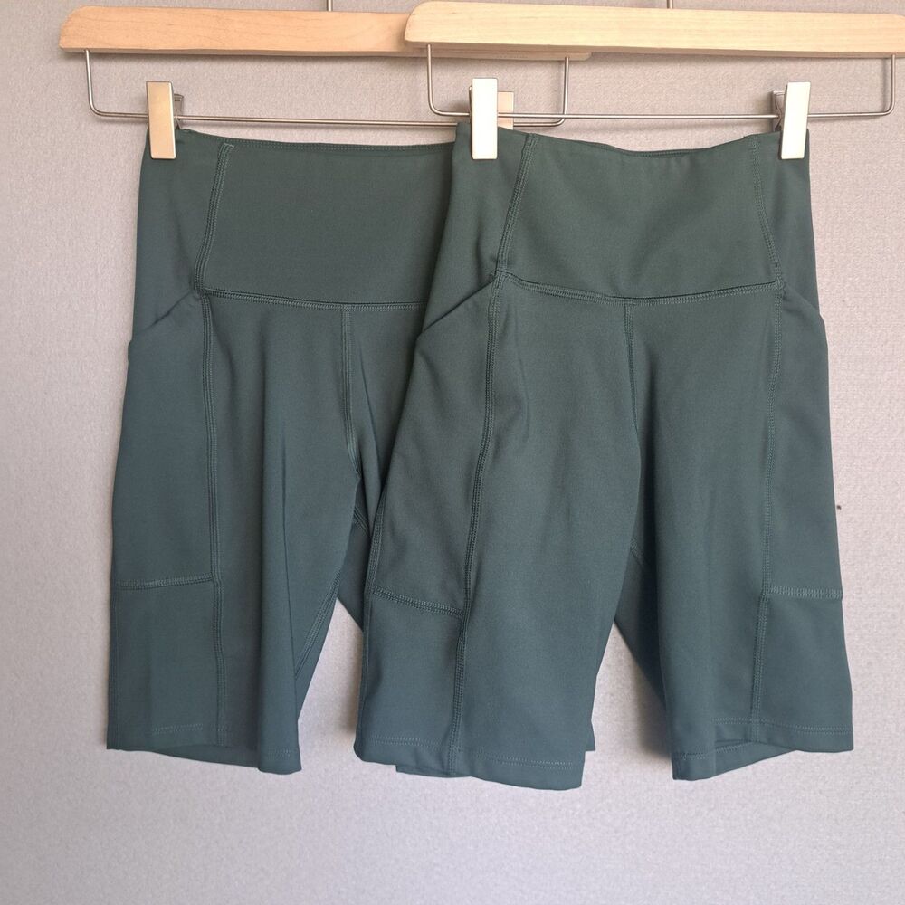 Girlfriend Collective *2 Pairs* High Rise Bike ShortsWomen’s XS Green Athletic